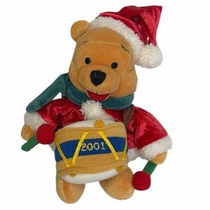 Disney Store Winnie the Pooh Christmas Drummer Plush 2001 Holiday